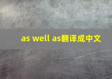 as well as翻译成中文